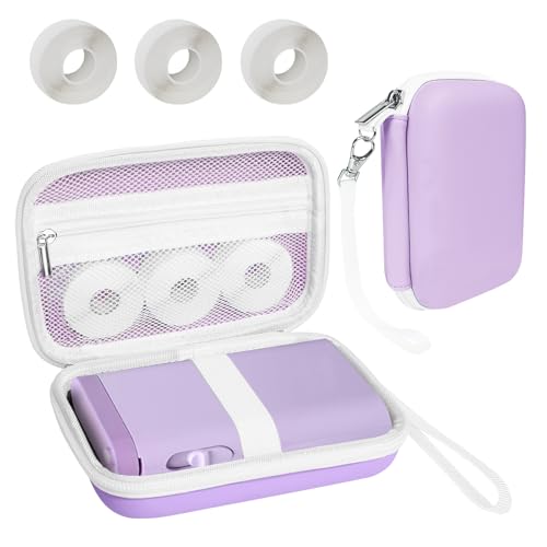 Image of Teyomi Case Compatible with NELKO P21, for NIIMBOT D110, for JADENS D110 Label Maker with 3 Roll Label Tape(Label Paper 1 /2 inch x 1 1 /2 inch (12mm X 40mm))-Hard Shell Storage Bag-Purple