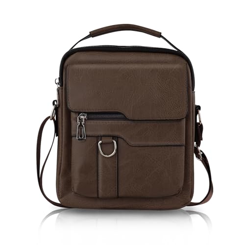 Sac à bandoulière homme avec 5 poches zippées et rabat magnétique pratique