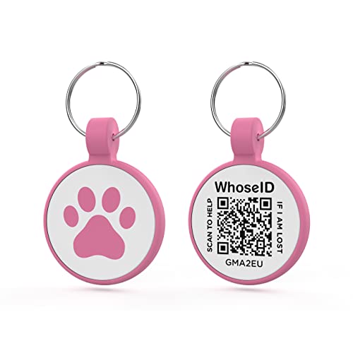 Whoseid Personalized Dog Tag, Laser Engraving Qr Code, Silicone Dog Id Tag, Pet Online Profile, Scan Qr Code Send Location, Collar Harness Accessories (Medium To Large Breeds - 1.25", Rose) #TOP27