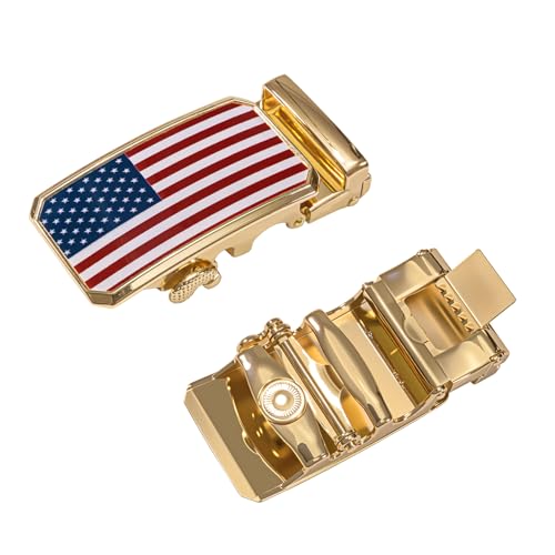 Image of Dubulle Men's Ratchet Belt Gold /Black /Red /Green /Blue /White Automatic Buckle Business Casual Belt Gift - Adjustable Fit