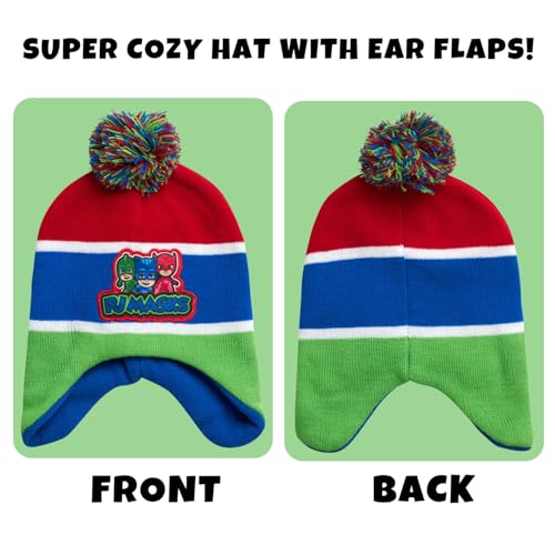 Image of PJ Masks Winter Hat and 2 Pair of Gloves or Mittens Set (Age 2-7)