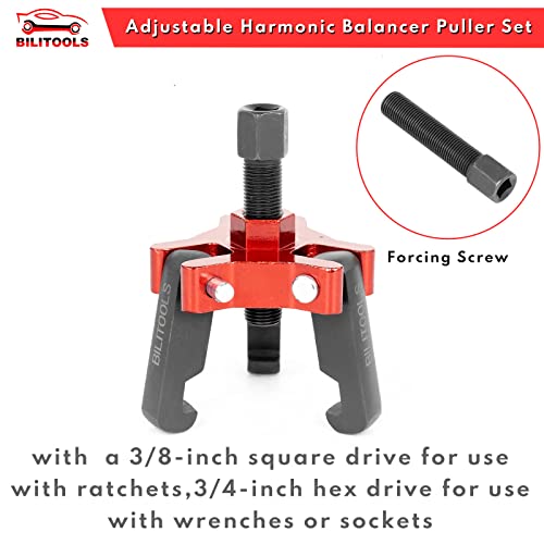 Bilitools Harmonic Balancer Puller Set, Adjustable 3-Jaw Puller For Removing Harmonic Damper Pulley Compatible With Chevy Gm Chrysler Ect. #TOP3