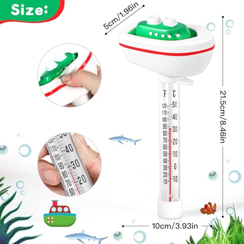 Image of Floating Pool Thermometer, Water Temperature Thermometer with String, Large Size Easy Read & Shatter Resistant Pool Accessories for Outdoor & Indoor Swimming Pool, Ice Bath and Hot Tub,Spas (Ship)