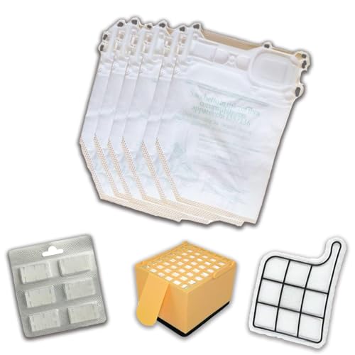 Dl Service 6 Sacchetti Microfibra + 6 Profumi + 1 Filtri Hepa + 1 Filtro Motore Per Folletto Vk 135 136 Aspirapolvere Vorwerk Compatibili