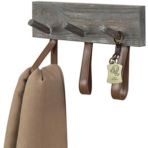 MyGift 6-Hook Vintage Gray White Wood Wall Mounted Coat Rack