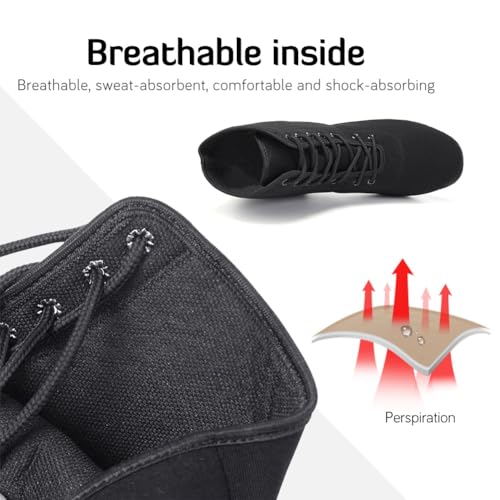 JUODVMP Women & Men Latin Ballroom Dance Shoes Practice with Lace-up Teaching Performance Modern Salsa Dancing Boots,Model LHDGBNJB3