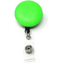 Leather Face Retractable ID Name Badge Reel Holder with Swivel Clip Lime Green