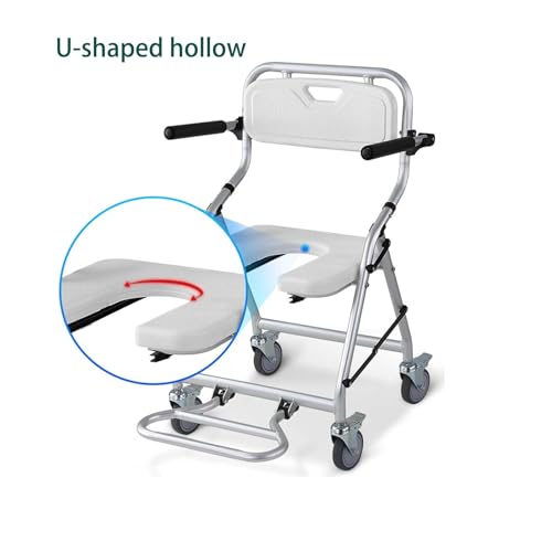 Tabouret de douche pour fauteuil roulant avec seau amovible pour senior - 4
