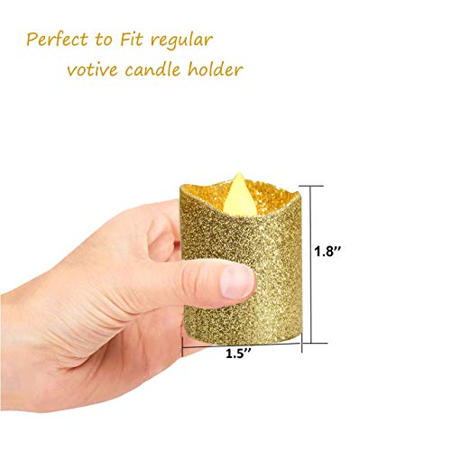 Loguide Gold Flameless Votive Candles,24 Pack Battery Operated Gold Glitter Flickering Fake Led Tea Lights For Wedding Centerpieces,Table,Anniversary,Outdoor,Christmas Decorations #TOP5