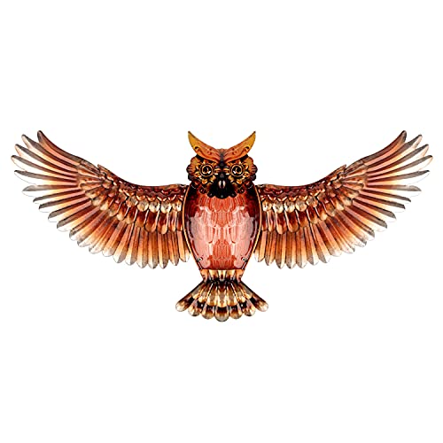 John's Studio Metal Owl Wall Decor Bathroom Glass Art Iron Sculpture Outdoor Hanging Decoration For Home Bedroom Garden Patio Porch Or Fence #TOP6