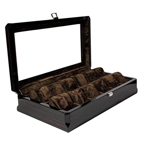 EXPORA 12 Grids Wood Grain Watch Display Case Jewelry Collection Storage Holder Box