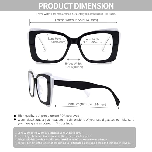 Image of VOOGLAM Oversize Rectangle Blue Light Blocking Glasses for Women Anti UV Eyestrain Eyewear Cheyenne