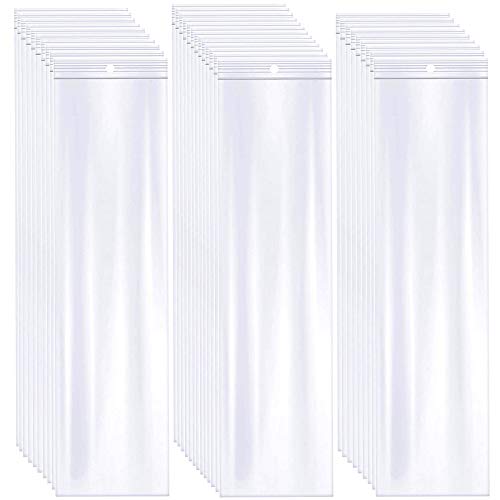 Leyhooney 3 Inch X 12 Inch Reclosable Long Plastic Bags With Hang Hole For Packaging Necklaces & Jewelry cover