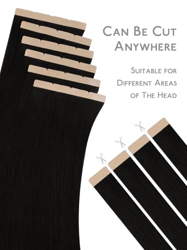 Image of WENNALIFE 3.15 inch Wide Tape in Hair Extensions Human Hair, Tape in Weft