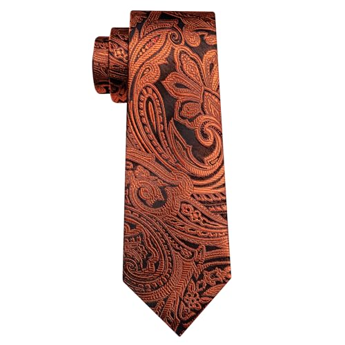Image of Barry.Wang Paisley Tie for Men Silk Woven Necktie and Tie Clip Set Wedding Party Business Formal