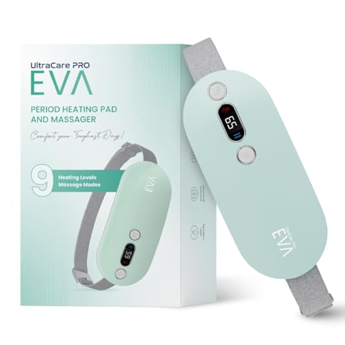 Image of UltraCare PRO EVA Period Heating Pad with Massager for Women | Fast Relief from Menstrual Cramps & Period Pain | 9 Heat & Massage Modes | Soft & Comfortable | Portable & Rechargeable | 1 Year Warranty