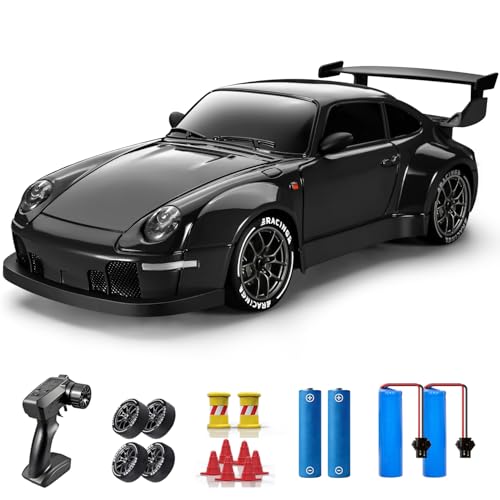 ACAMMZAR RC Drift Car, 1:24 Remote Control Car for Kids, 20KM/H 4WD High Speed RC Cars with Lights, Extra Racing Tires, Vehicle for Adults Boys Girls, Black by ACAMMZAR - Used condition - US$34.19