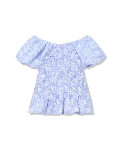 Image of Speechless Girls' Floral Short Sleeve Ruffle Hem Smocked Top