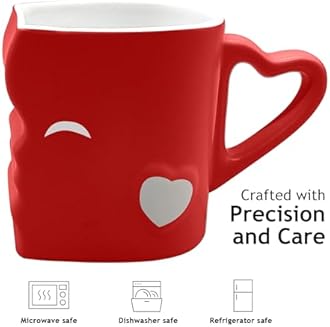 MIAMIO - Coffee Mugs/Kissing Mugs Bridal Pair Gift Set for Weddings/Birthday/Anniversary with Gift Box (Red)