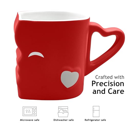 MIAMIO - Coffee Mugs/Kissing Mugs Bridal Pair Gift Set for Weddings/Birthday/Anniversary with Gift Box (Red)