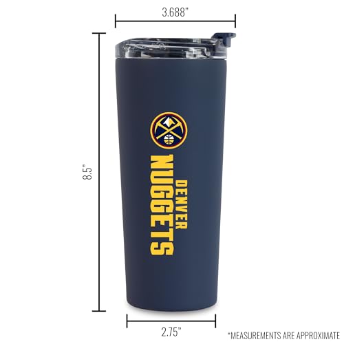 Image of Rico Industries NBA Basketball Denver Nuggets Navy 24oz Stainless Steel Tumbler with Lid and Dual Functioning Lid