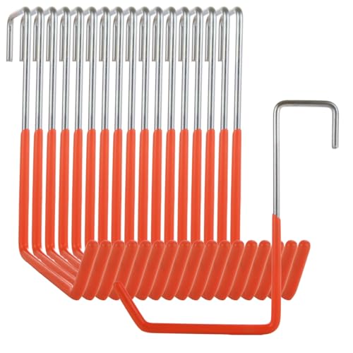 MUXHEL 16 Pcs Rafter Hanger Hook Heavy Duty Large S Hooks Vinyl Coated S Hook for Hanging Bikes Ladders Ropes Tools (Orange)