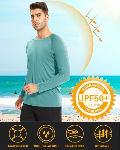 Image of MAGCOMSEN Men's Long Sleeve Shirts UPF 50+ UV Sun Protection Athletic Shirts for Hiking Running Workout Rash Guard