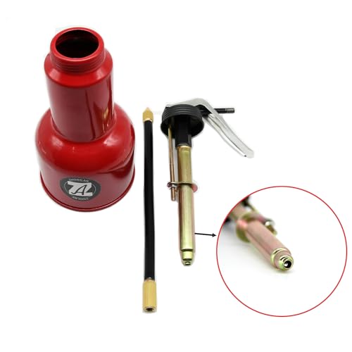 ZHONG AN 500ML Metal High Pressure Feed Oil Spray Gun Bottle Oil Can with Detachable Metal Straight & Flexible Spout