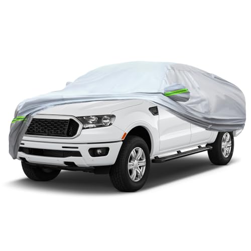 Image of AUQDD 6-Layers Premium TRUCK Car Cover Waterproof All Weather Weatherproof UV Sun Protection Snow Dust Storm Resistant Outdoor Exterior Custom Form-Fit Full Padded Car Cover with Straps 198 inch-220 inch K13