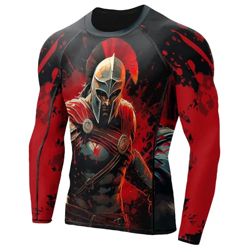 Desantiago Rash Guard for Men BJJ, Activewear Cotton Spandex Compression Shirt Long Sleeve