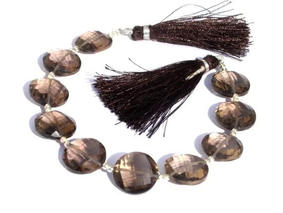Quartz Fumé perles 14mm sans défauts de perçage pour enfilage de bijoux parfait