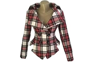 Tartan Checked Dress Stewart Tailored Jacket: Vintage Plaid Steampunk Blazer