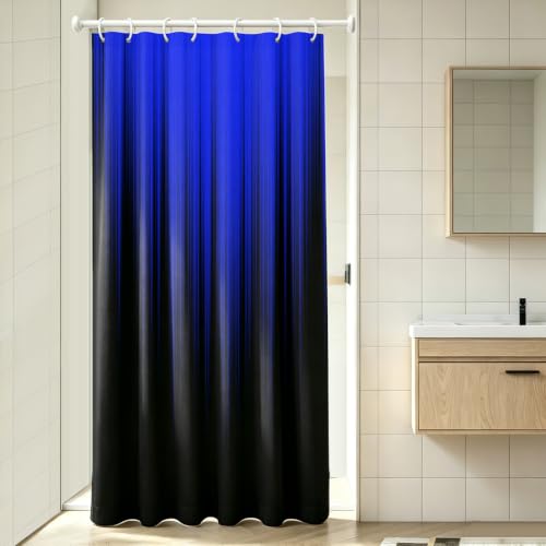 Image of AAtter Royal Blue Black Ombre Shower Curtain, Small Stall 36x72 Inch