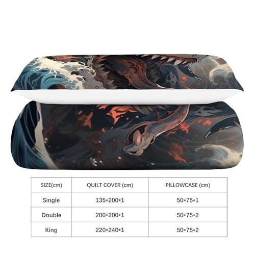 Housse de couette requin féroce impression 3D relief parure lit microfibre - 4