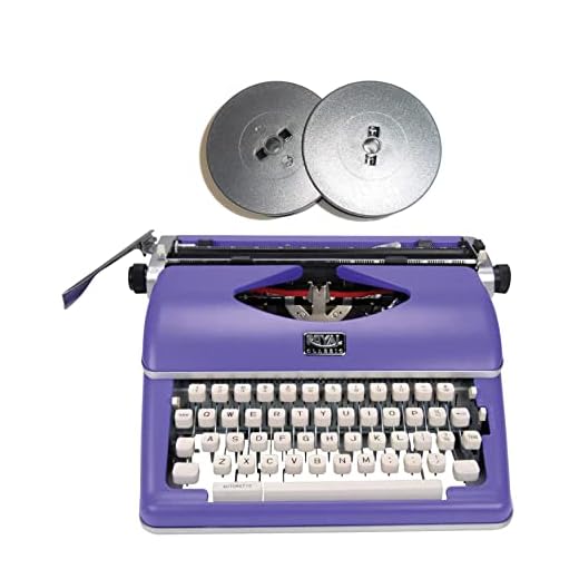 Royal Classic Retro Manual Typewriter (Purple) Bundle with Extra Ribbons (2 Items)
