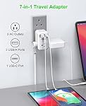 Canada to UK Plug Adapter, EyGde Ireland Type G European Power Adapter Converter with 3 American Outlets 3 USB Ports & 1 USB C, UK Travel Adapter for US CA to British England Scotland Irish Hong Kong