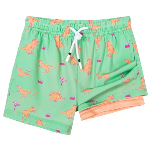 Image of SURF CUZ Boys Swim Trunks with Boxer Brief Liner Toddler Boy Stretch Swimsuit Shorts Quick Dry Swimming Trunks Bathing Suit