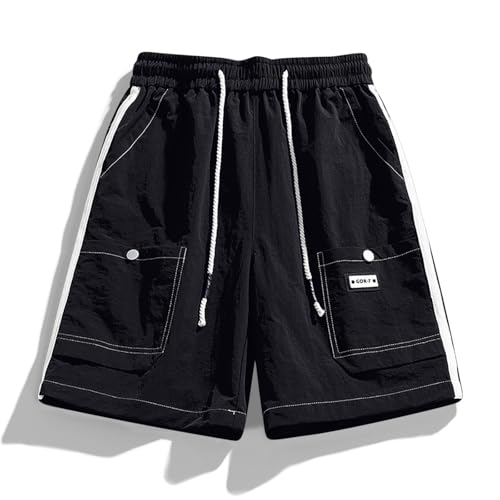 Image of Men's Cargo Shorts Elastic Waist Adjustable Drawstring Lightweight Loose Fit Casual Shorts Summer Knee Length Pants