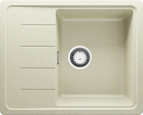Evier Cuisine en Granit Beige, 62 x 50 cm, Lavabo 1 bac + Siphon Classique, Évier à Encastrer de Primagran