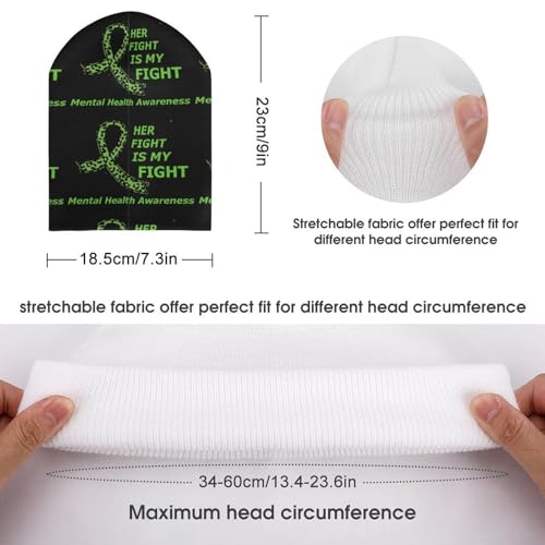 Mental Health Awareness Month 2022 Kids Beanie Hat for for Girls Boys Children Cap Winter Knitted Chemo Cancer Headwear Accessories Gifts Decoration Black2