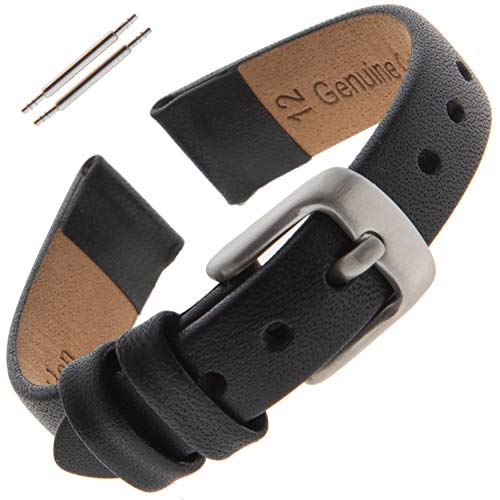 Gilden Ladies 12-14Mm Padded No-Stitch Leather Watch Band Fw60 (14 Millimeter End Width, Black, Silver-Tone Buckle) #TOP29