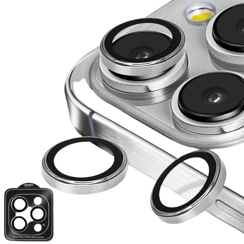 Image of I Creator Camera Lens Protector - Silver | Individual Titanium Ring Protector | Shatterproof and Scratch Resistant | Crystal Clear Glass Lens With Precise Fit | For iPhone 15 Pro Max /Pro