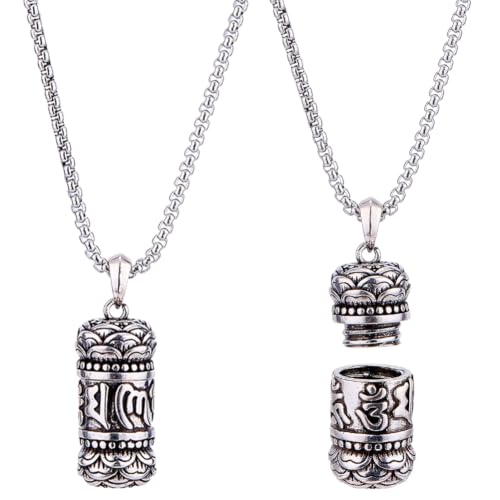 Collier mantra tibétain porte-bonheur et pendentif de méditation