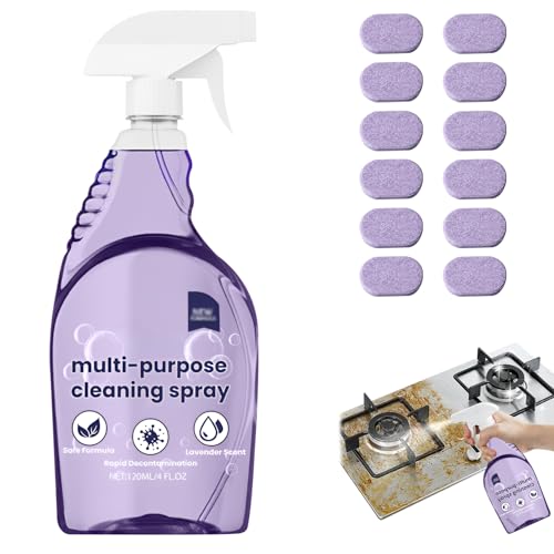 Dr Clean Spray für Backöfen, Backofenreiniger, Dr Clea-n Spray, Allzweck-Reinigungsspray zur Sofortigen Fleckenentfernung, Dr. Clean Tabletten und Sprühflasche für Zuhause, Küche, Bad & mehr (12PCS)