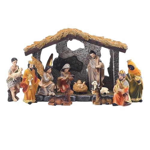 Krippe Mit Figuren, Weihnachtskrippe Set, Christlich Jesus Heilige...