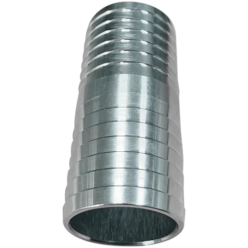 Image of SAFBY 2 inch Stainless Steel Hose Barb Fitting - Straight Barbed Splicer Mender Coupler with 4PCs Hose Clamps (304 SS) for Oil, Water