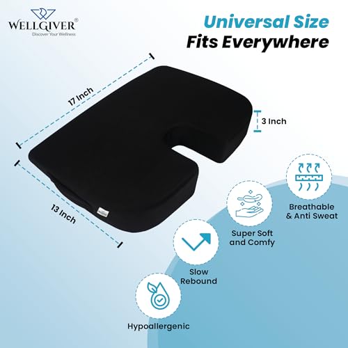 Wellgiver WE-205-BLACK Memory Foam Car Seat Cushion thumb #1