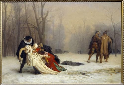 PSVDCTOO Famosa Pared Lienzo Arte Pintura Imagen Duello a palla Dipinto di Jean Leon Gerome para Oficina Decorativos 60x90cm