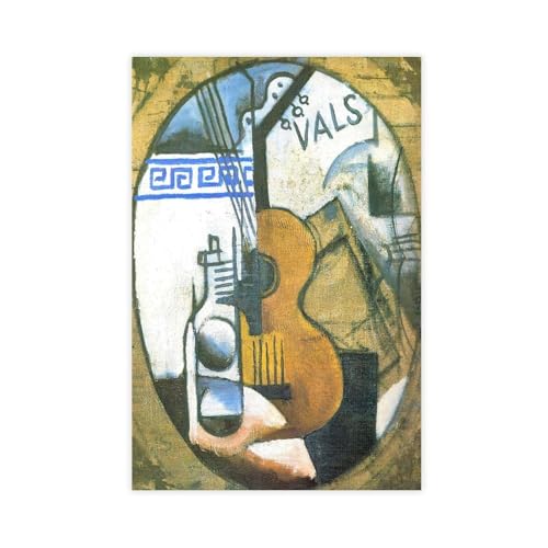 Tableau de guitare par Lyubov Popova : décoration murale sur toile moderne pour chambre de 30x45cm