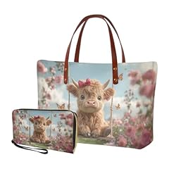 Blue and Pink-highland Cow Floral